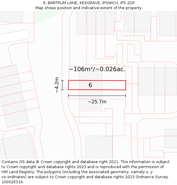 6, BARTRUM LANE, KESGRAVE, IPSWICH, IP5 2DP: Plot and title map