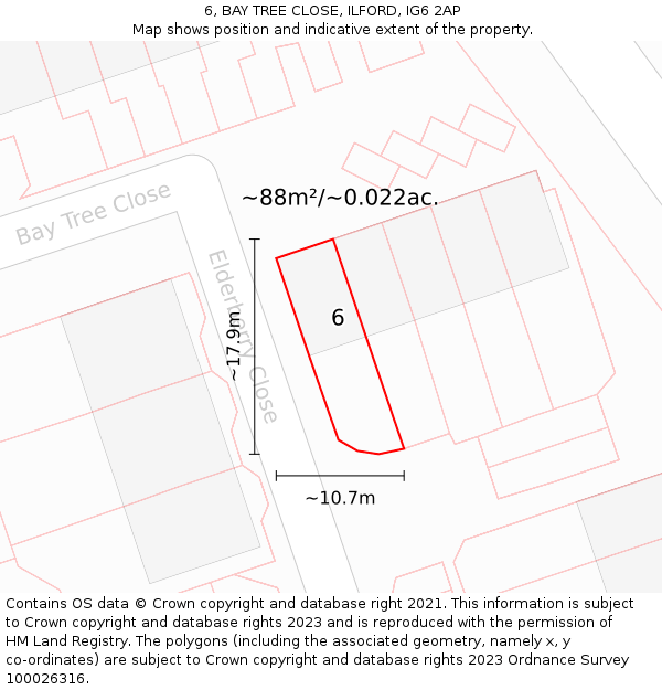 6, BAY TREE CLOSE, ILFORD, IG6 2AP: Plot and title map