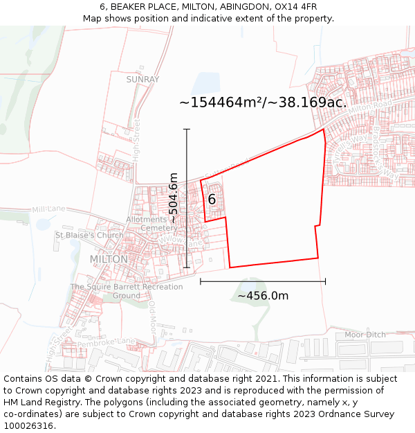 6, BEAKER PLACE, MILTON, ABINGDON, OX14 4FR: Plot and title map