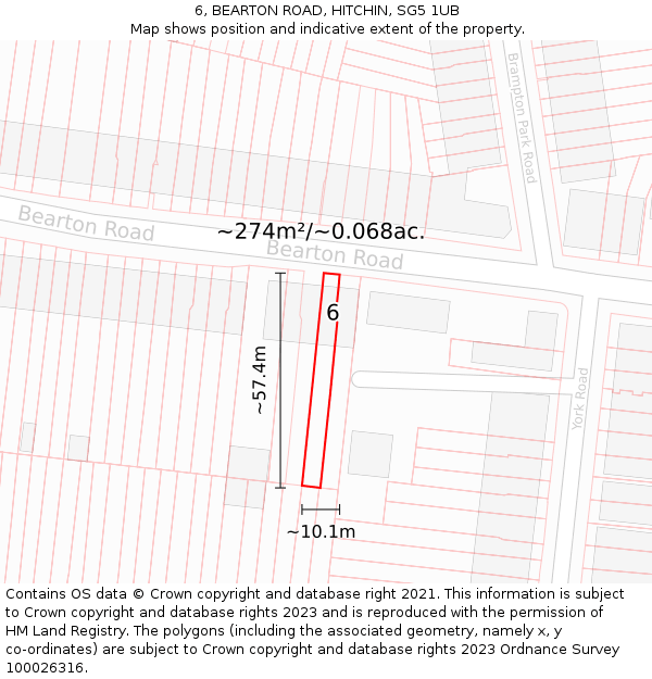 6, BEARTON ROAD, HITCHIN, SG5 1UB: Plot and title map