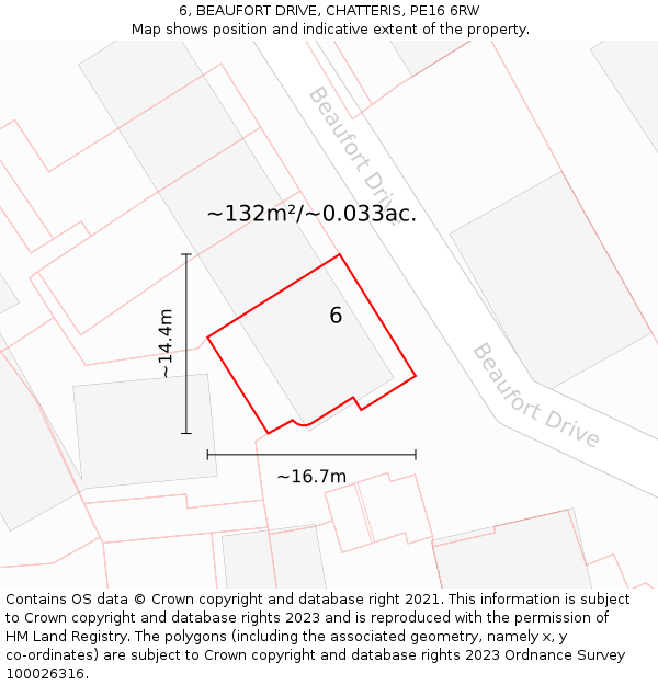 6, BEAUFORT DRIVE, CHATTERIS, PE16 6RW: Plot and title map