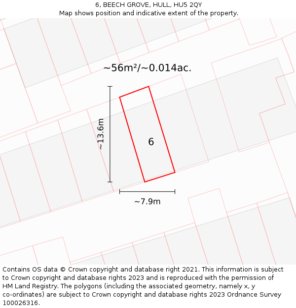 6, BEECH GROVE, HULL, HU5 2QY: Plot and title map