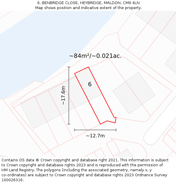 6, BENBRIDGE CLOSE, HEYBRIDGE, MALDON, CM9 4LN: Plot and title map