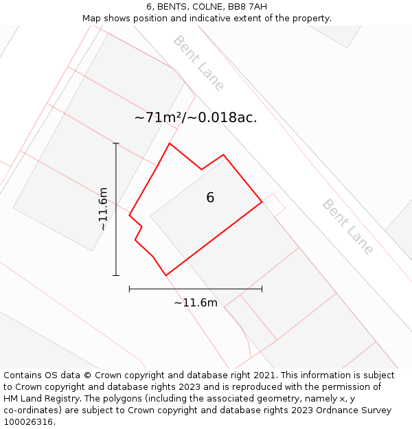 6, BENTS, COLNE, BB8 7AH: Plot and title map