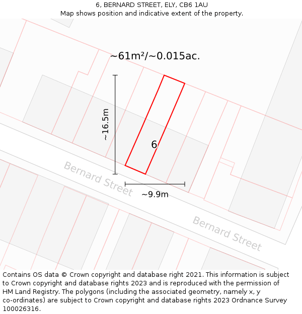 6, BERNARD STREET, ELY, CB6 1AU: Plot and title map