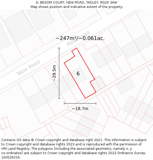 6, BESOM COURT, NEW ROAD, TADLEY, RG26 3AW: Plot and title map
