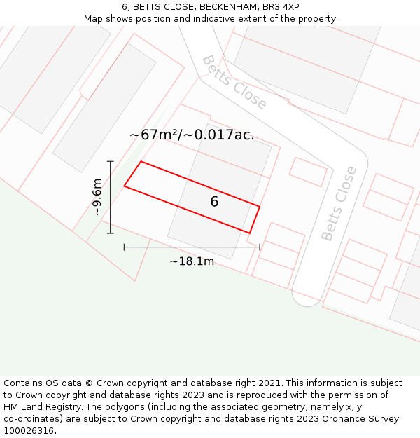 6, BETTS CLOSE, BECKENHAM, BR3 4XP: Plot and title map
