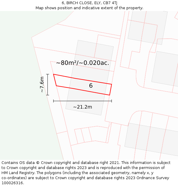 6, BIRCH CLOSE, ELY, CB7 4TJ: Plot and title map