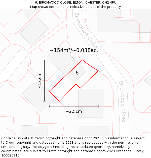 6, BIRCHWOOD CLOSE, ELTON, CHESTER, CH2 4RU: Plot and title map