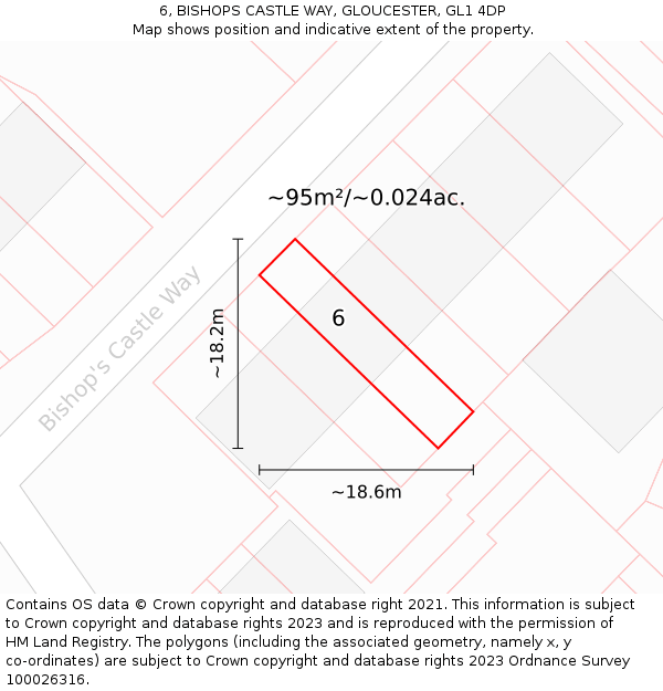 6, BISHOPS CASTLE WAY, GLOUCESTER, GL1 4DP: Plot and title map