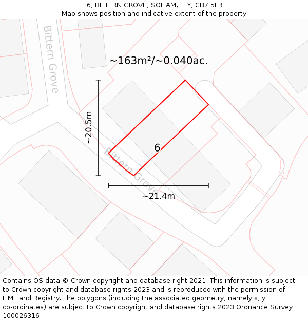 6, BITTERN GROVE, SOHAM, ELY, CB7 5FR: Plot and title map
