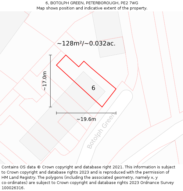 6, BOTOLPH GREEN, PETERBOROUGH, PE2 7WG: Plot and title map