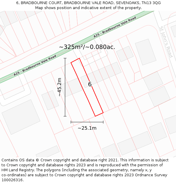 6, BRADBOURNE COURT, BRADBOURNE VALE ROAD, SEVENOAKS, TN13 3QG: Plot and title map