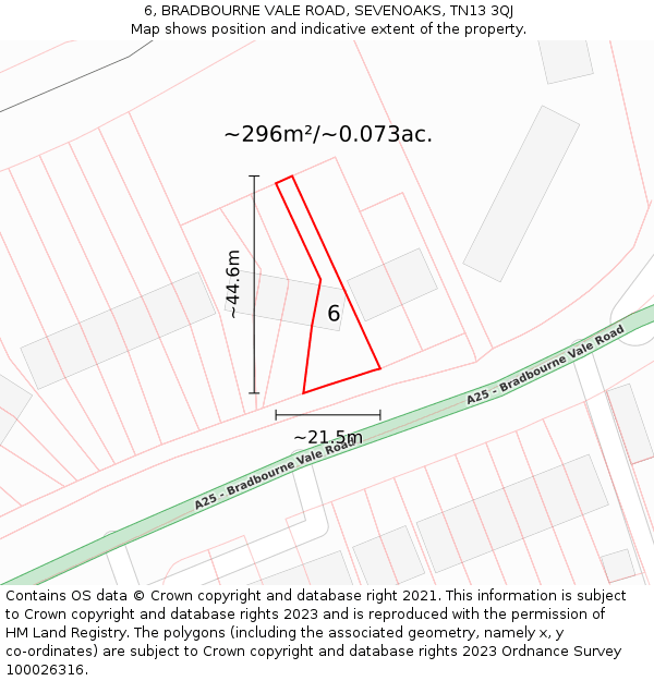 6, BRADBOURNE VALE ROAD, SEVENOAKS, TN13 3QJ: Plot and title map