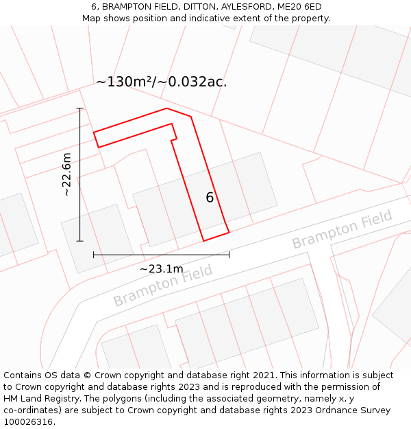 6, BRAMPTON FIELD, DITTON, AYLESFORD, ME20 6ED: Plot and title map