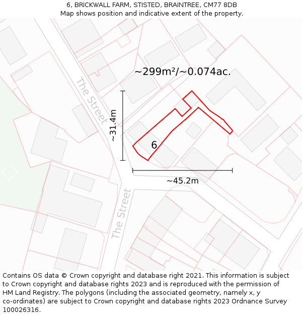 6, BRICKWALL FARM, STISTED, BRAINTREE, CM77 8DB: Plot and title map