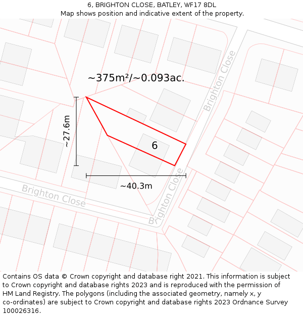 6, BRIGHTON CLOSE, BATLEY, WF17 8DL: Plot and title map