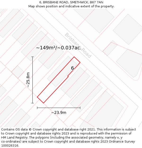 6, BRISBANE ROAD, SMETHWICK, B67 7AN: Plot and title map