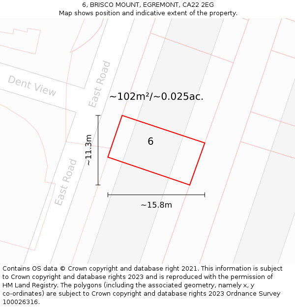 6, BRISCO MOUNT, EGREMONT, CA22 2EG: Plot and title map