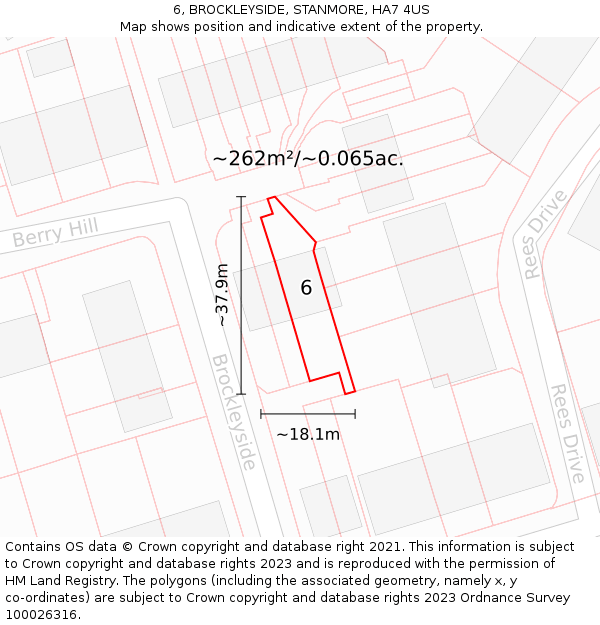 6, BROCKLEYSIDE, STANMORE, HA7 4US: Plot and title map
