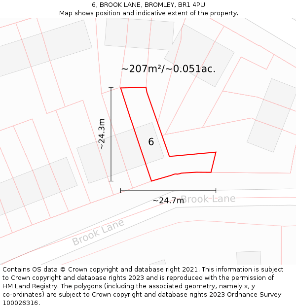 6, BROOK LANE, BROMLEY, BR1 4PU: Plot and title map