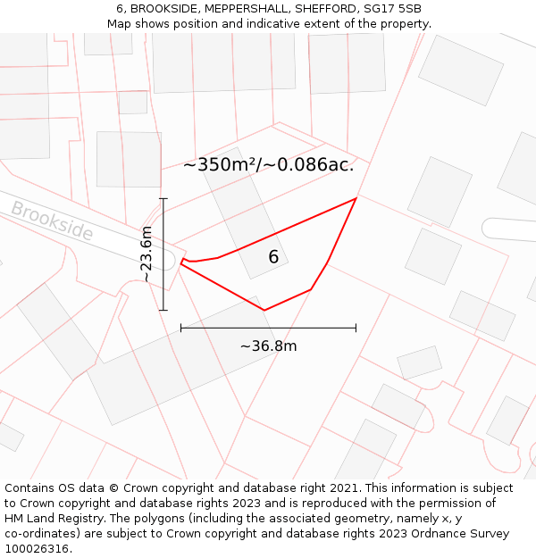 6, BROOKSIDE, MEPPERSHALL, SHEFFORD, SG17 5SB: Plot and title map