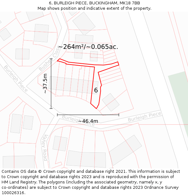 6, BURLEIGH PIECE, BUCKINGHAM, MK18 7BB: Plot and title map
