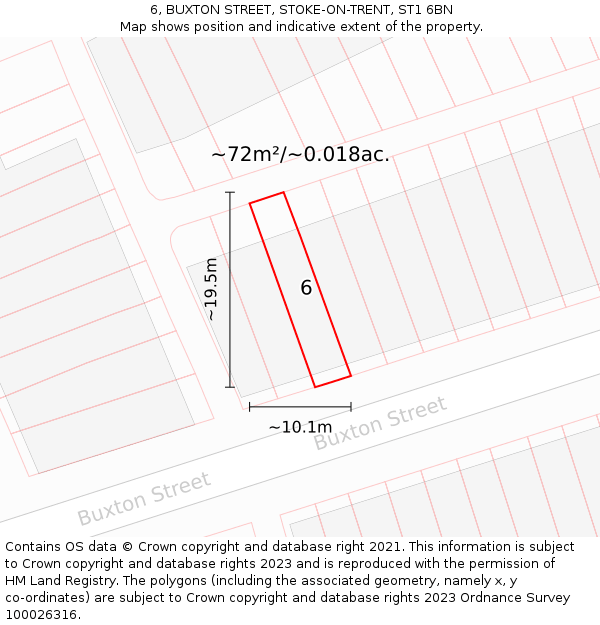 6, BUXTON STREET, STOKE-ON-TRENT, ST1 6BN: Plot and title map