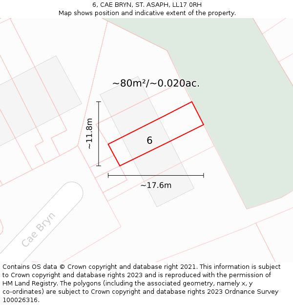 6, CAE BRYN, ST ASAPH, LL17 0RH: Plot and title map