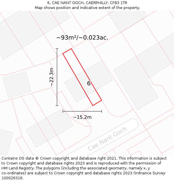 6, CAE NANT GOCH, CAERPHILLY, CF83 1TR: Plot and title map