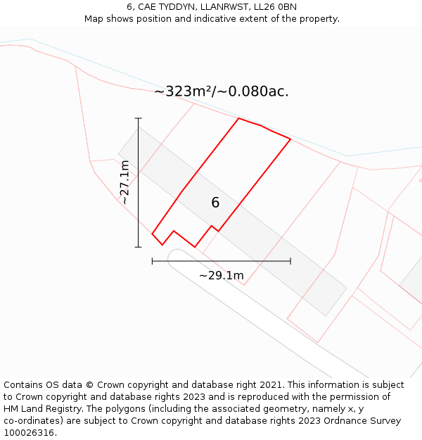 6, CAE TYDDYN, LLANRWST, LL26 0BN: Plot and title map