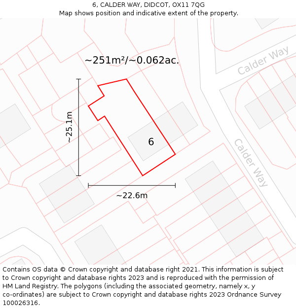 6, CALDER WAY, DIDCOT, OX11 7QG: Plot and title map