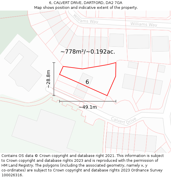 6, CALVERT DRIVE, DARTFORD, DA2 7GA: Plot and title map