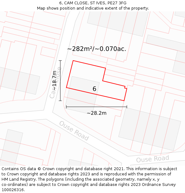 6, CAM CLOSE, ST IVES, PE27 3FG: Plot and title map