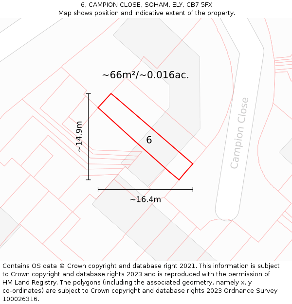 6, CAMPION CLOSE, SOHAM, ELY, CB7 5FX: Plot and title map