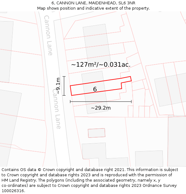 6, CANNON LANE, MAIDENHEAD, SL6 3NR: Plot and title map