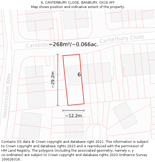 6, CANTERBURY CLOSE, BANBURY, OX16 4FF: Plot and title map