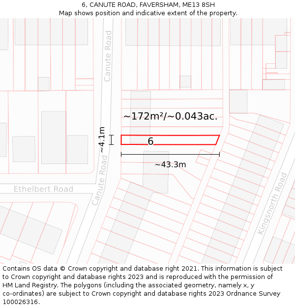 6, CANUTE ROAD, FAVERSHAM, ME13 8SH: Plot and title map
