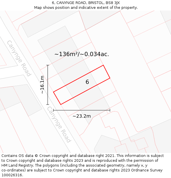 6, CANYNGE ROAD, BRISTOL, BS8 3JX: Plot and title map