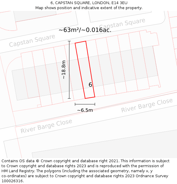 6, CAPSTAN SQUARE, LONDON, E14 3EU: Plot and title map