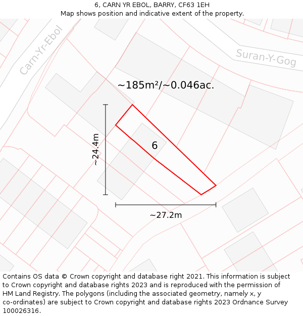 6, CARN YR EBOL, BARRY, CF63 1EH: Plot and title map