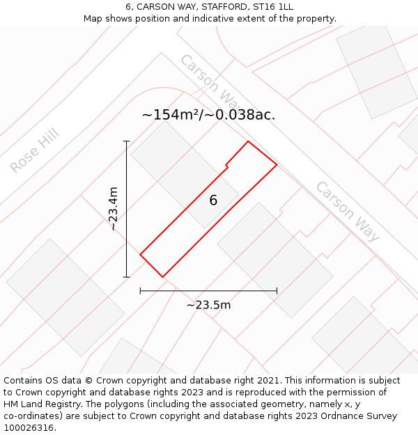 6, CARSON WAY, STAFFORD, ST16 1LL: Plot and title map