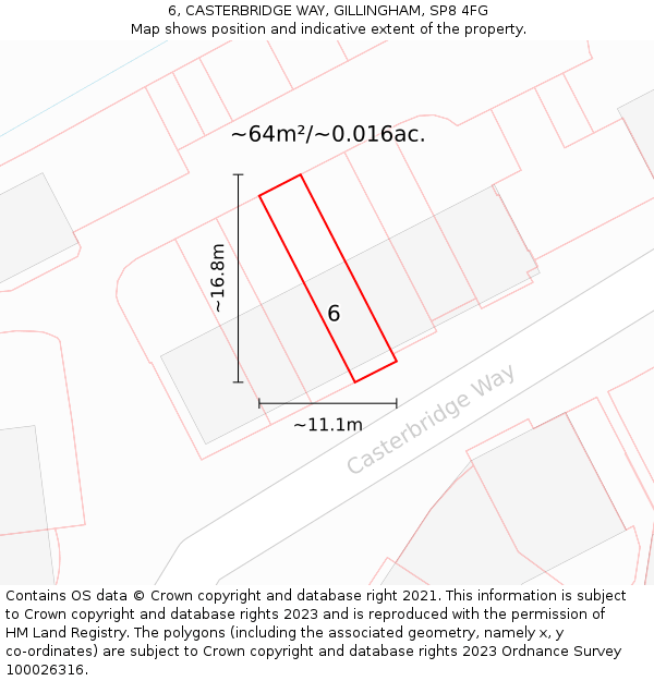 6, CASTERBRIDGE WAY, GILLINGHAM, SP8 4FG: Plot and title map