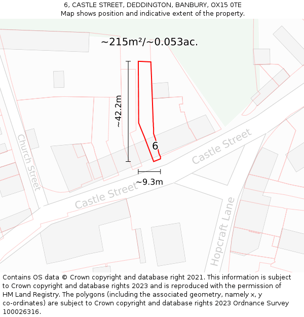 6, CASTLE STREET, DEDDINGTON, BANBURY, OX15 0TE: Plot and title map