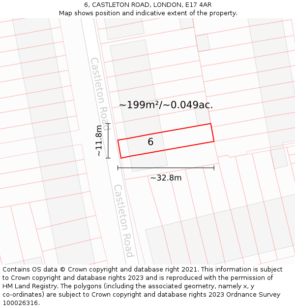 6, CASTLETON ROAD, LONDON, E17 4AR: Plot and title map