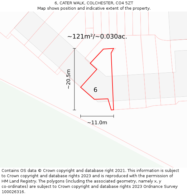 6, CATER WALK, COLCHESTER, CO4 5ZT: Plot and title map