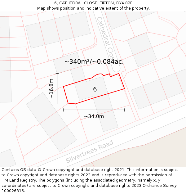 6, CATHEDRAL CLOSE, TIPTON, DY4 8PF: Plot and title map