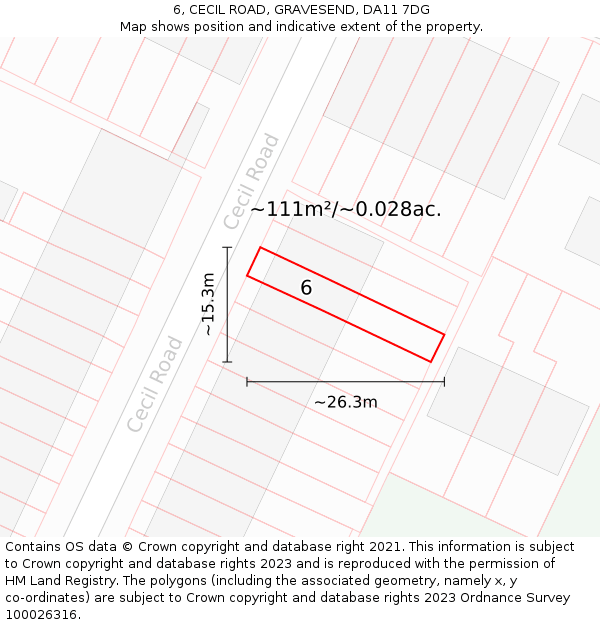 6, CECIL ROAD, GRAVESEND, DA11 7DG: Plot and title map