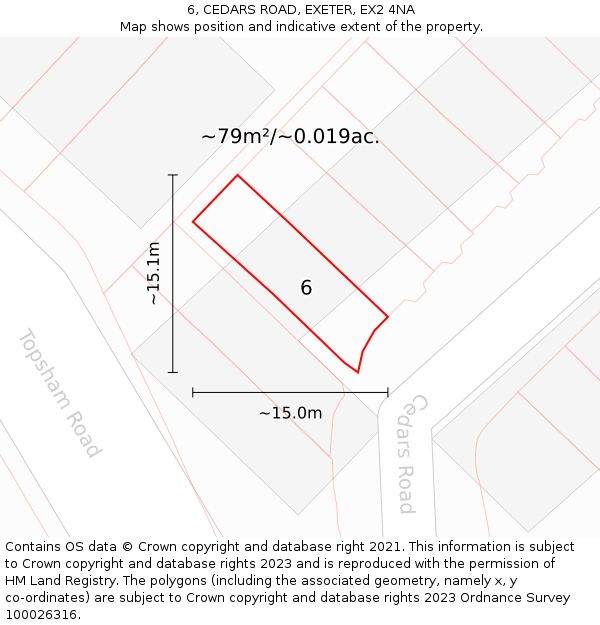 6, CEDARS ROAD, EXETER, EX2 4NA: Plot and title map