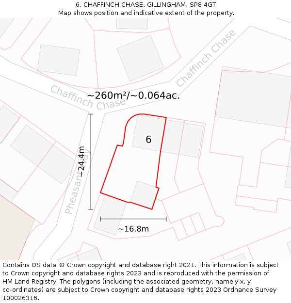 6, CHAFFINCH CHASE, GILLINGHAM, SP8 4GT: Plot and title map